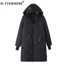 BUTTERMERE Brand Cotton Padded Coat With Faux Leather Hood Patch Designs Winter Jacket Zipper Pocket Plus Size Women Clothing