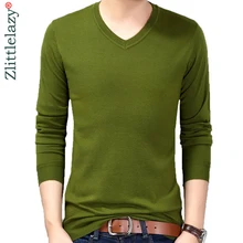 Брендовый корейский стиль Тонкий Однотонный свитер Мужская одежда Джерси mensluxury пуловер и свитеры для мужчин Мужская Весенняя мода 24033