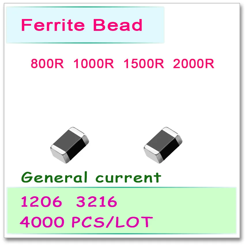 JASNPROSMA 1206/3216 100MHZ 4000PCS General current SMD Ferrite Bead 800R 1000R 1500R 2000R 25% OHM New High quality | Электроника