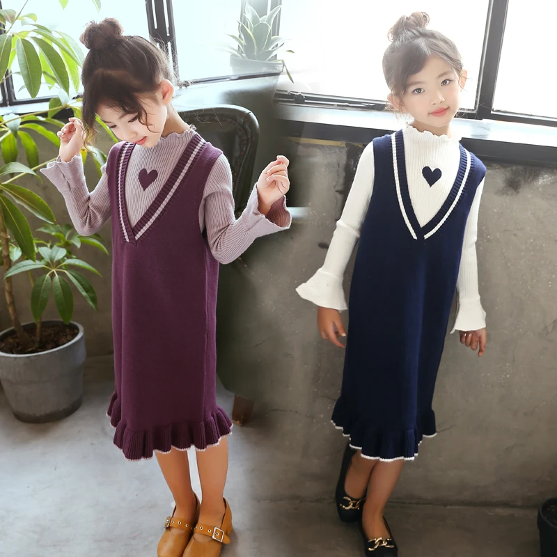 

Clothes Set For Girls 2018 Long Sleeve Dress + Sweater Vest Suit Toddler Girl Clothing Set Back To School Outfit 9 10 12 13 Year