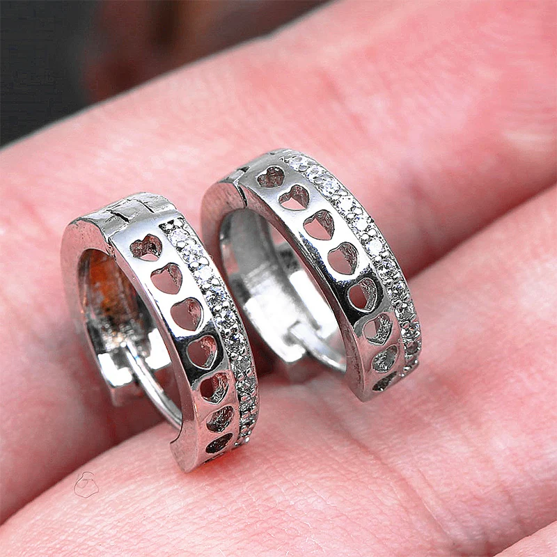 

Cute 925 Sterling Sliver Heart-shape Hollow Jewelry Trendy Stud Earings Women AAA CZ Crystal Elegant Earring Gift Party Jewelry