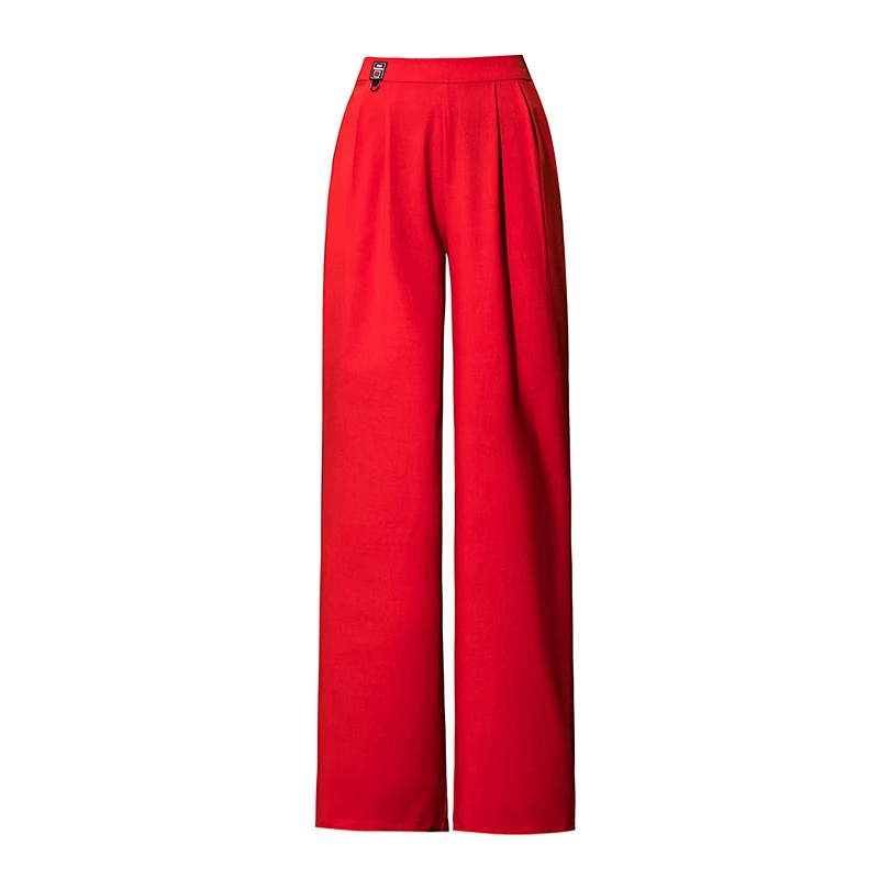Красные женские брюки палаццо, лето, высокая талия, повседневные, свободные, уличная одежда, длинные брюки для женщин harajuku размера плюс, брюки палаццо