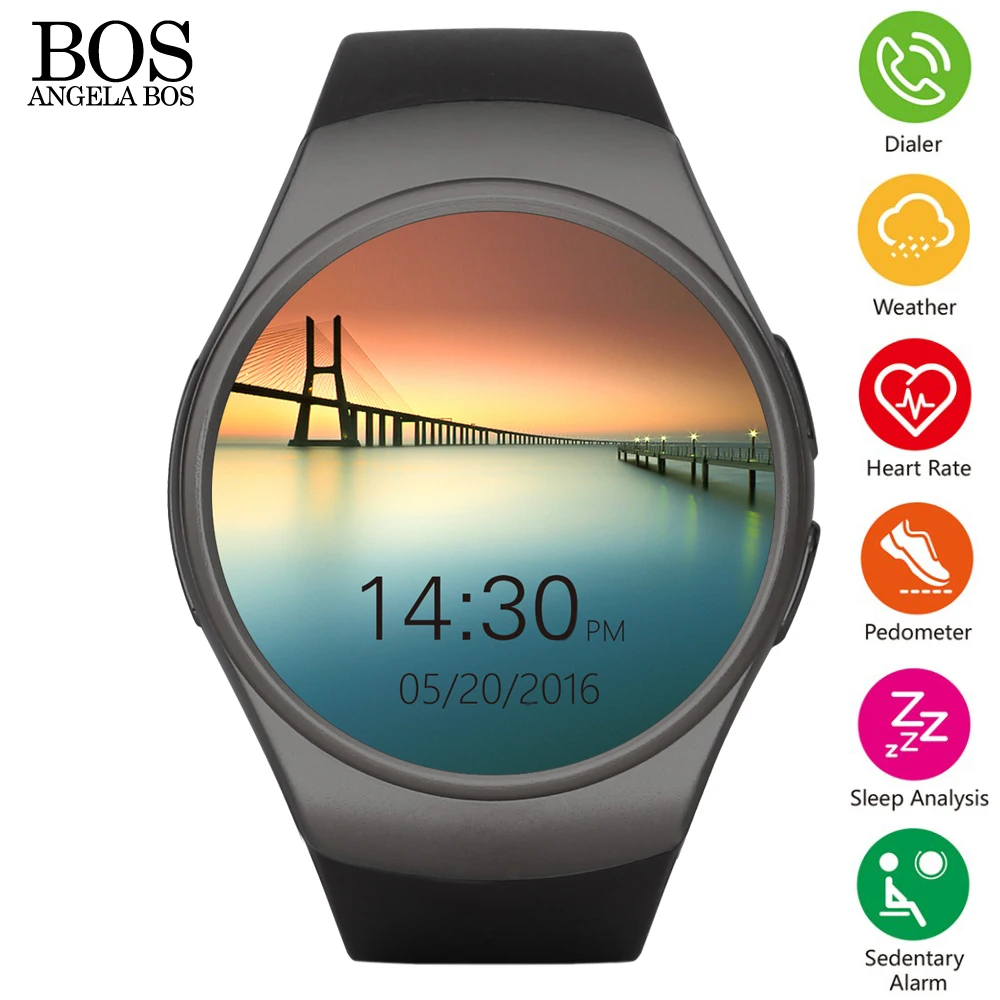 Smartwatch 2016 Health Heart Rate Monitor Android Smart Watch Sim Card Phone Sleep Sport Pedometer Sedentary