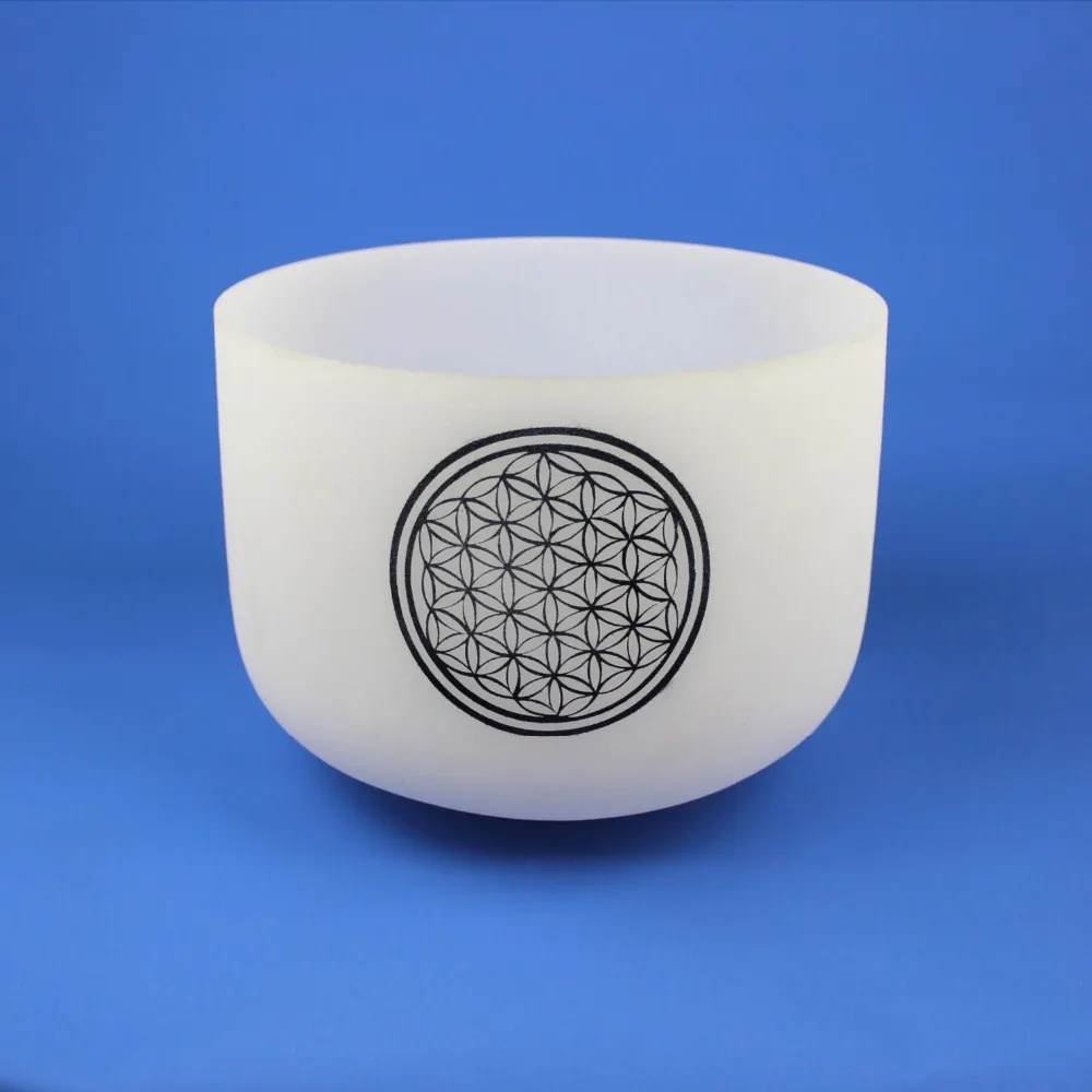 The Flower of Life design 8 inch 7 Chakras tones healing Crystal