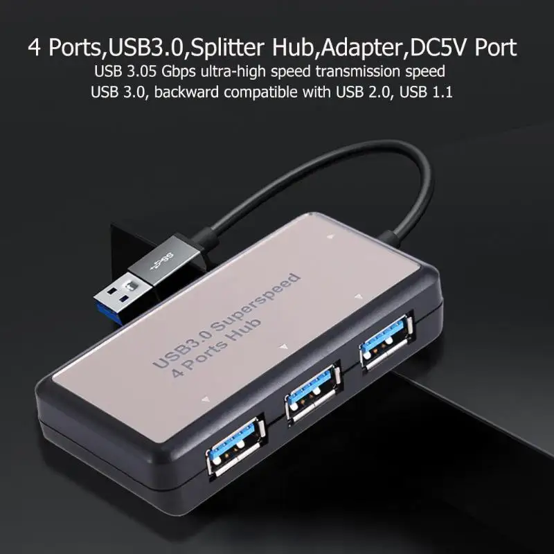 4 Порты 5 Гбит/с, высокая Скорость USB3.0 сплиттер концентратор адаптер с DC 5 V Мощность Порты и разъёмы