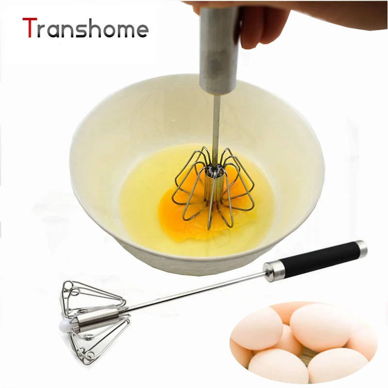 Transhome Hand Mixer Egg Beater Stainless Steel Home Semi automatic Egg
