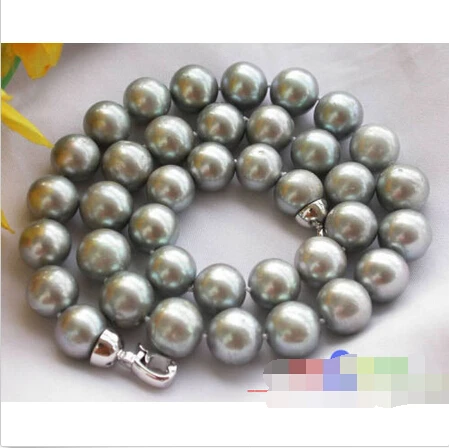 

Free shipping >>>>>>p2134 AA++ 17" 12mm ROUND GRAY FRESHWATER PEARL NECKLACE