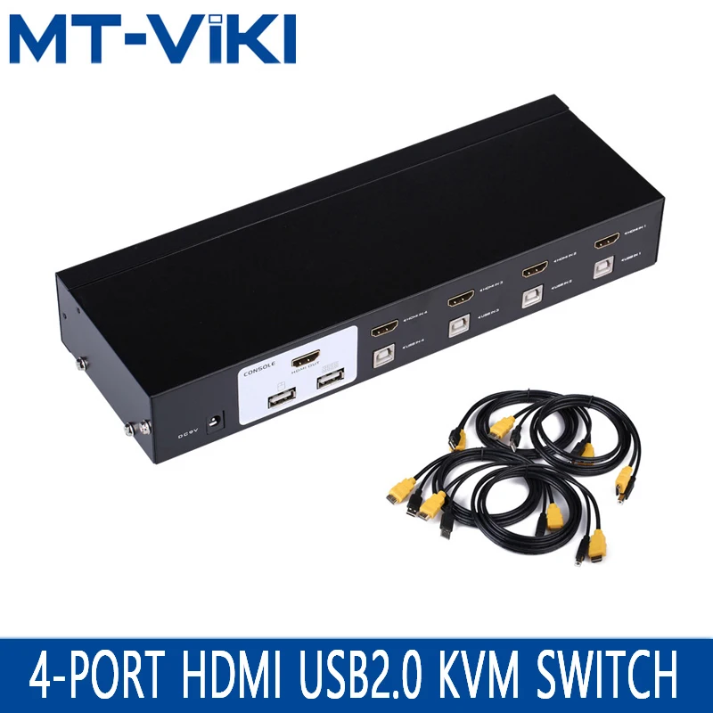 

Mt-Viki 4 Port Auto HDMI Switch KVM Switch USB Hothey Console 1080P Video Switcher for 4 PC 1 Monitor Original Cable MT-2104HL