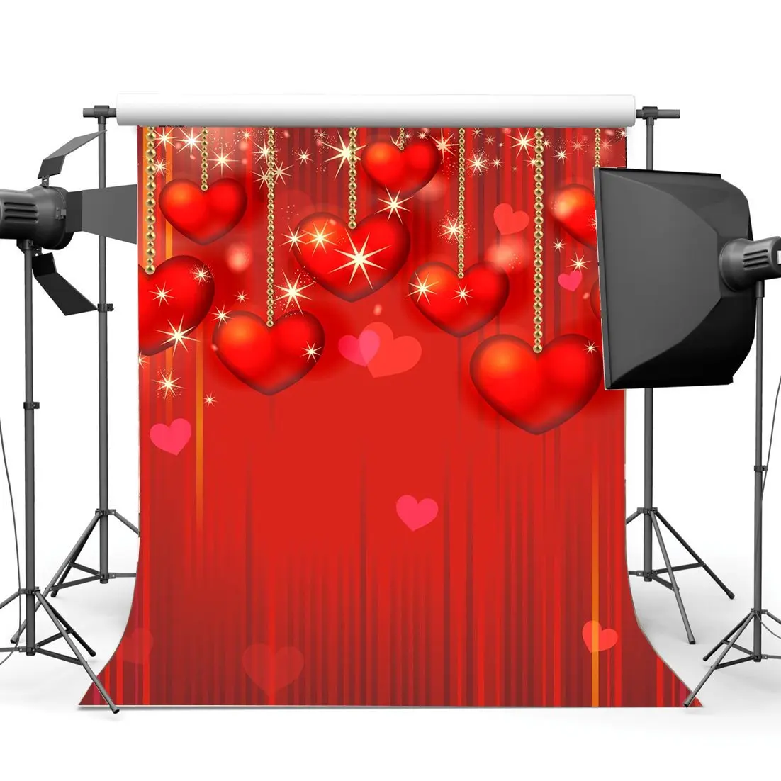 

Valentine's Day Backdrop String Red Sweet Hearts Bokeh Glitter Spots Romantic Wedding Party Decoration Photography Background