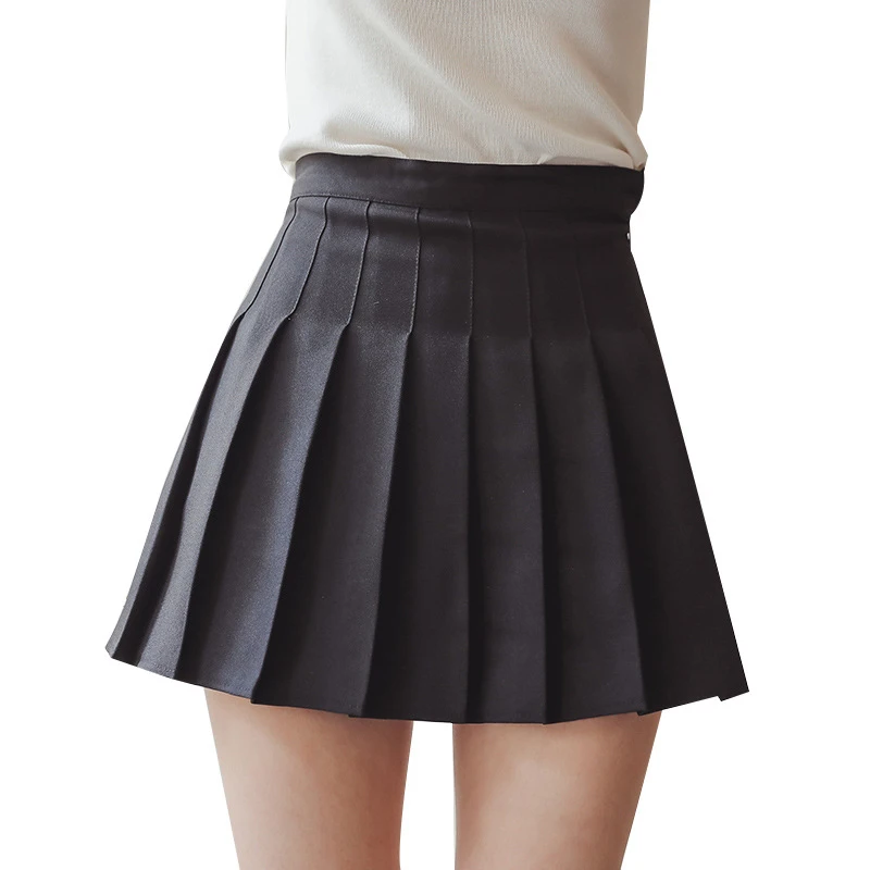 Женская плиссированная мини юбка на молнии с завышенной талией|skirt zipper|fashion pleated
