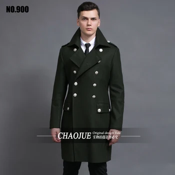 

slim double breasted winter woolen green Men's thick coat high quality Overcoat plus size S M LXL2XL3XL4XL5XL6XL cj900