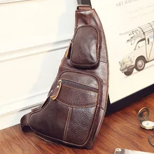 High Quality Men Genuine Leather Cowhide Vintage Sling Chest Back Day Pack Travel fashion Cross Body Messenger Shoulder Bag 