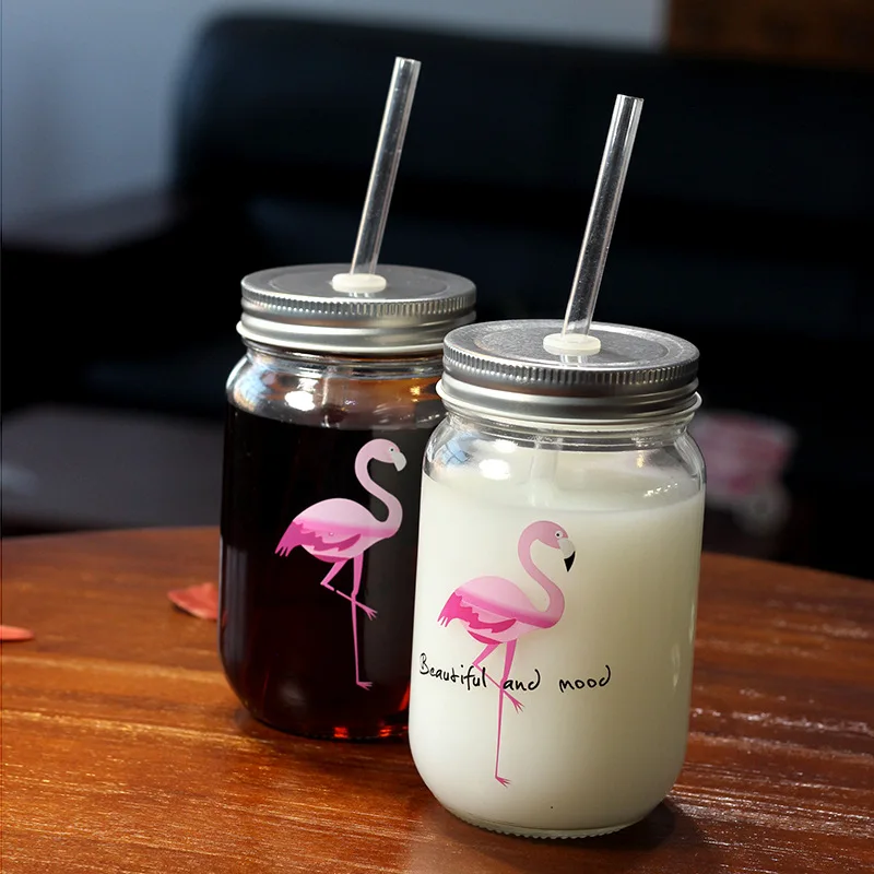 Aliexpress.com : Buy Creative Flamingo Glass Mason Jar Mug ...