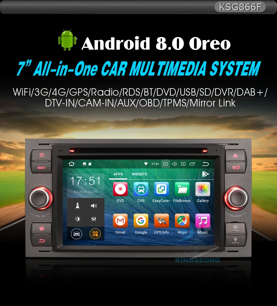 Perfect Details about  Android 8.0 Car DVD CD Player GPS DAB+ WiFi 4G BT SD Radio OBD for FORD FOCUS FIESTA KUGA GALAXY TRANSIT Sat Nav 0