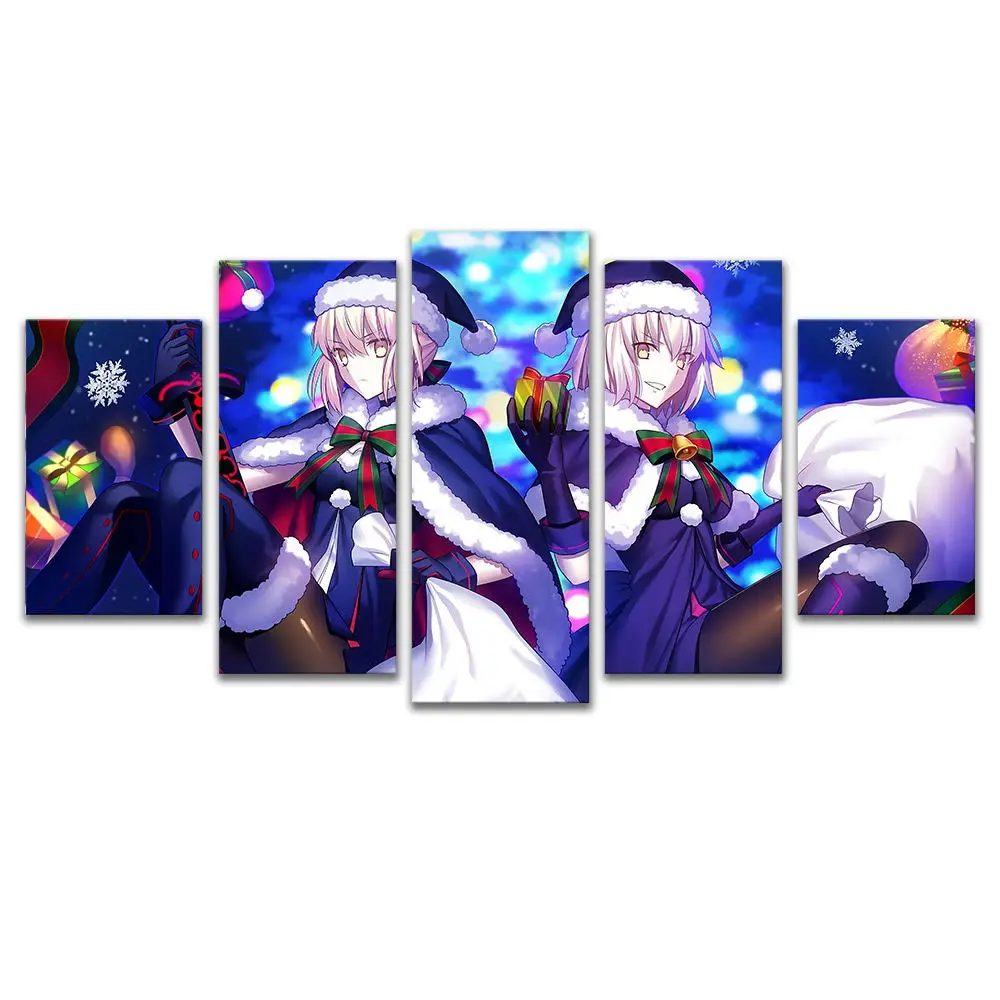 

Anime Game Large Framed Decor Original Fate/Grand Order Jeanne d'Arc print decoration canvas in 5 pieces