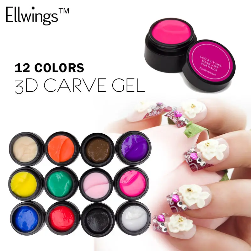 

Ellwings 5ml Carve Gel Nail Polish Professional Nails Art Design Soak Off UV LED Nail Painting DIY Sculpture Gel Polishes Tool