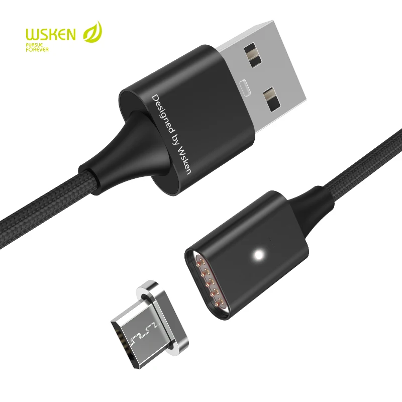 WSKEN Lite1 микро USB кабель Быстрая зарядка Магнитный кабель USB Магнитный кабель для зарядного устройства для iPhone type-c USB-C кабель 1 м