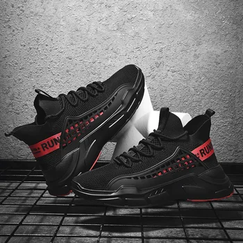 

SUROM Black Sneakers Men Mesh Breathable Running Shoes Mens Outdoor Sport Shoes Lace Up Non-slip Sneakers Adulto Zapatos Hombre