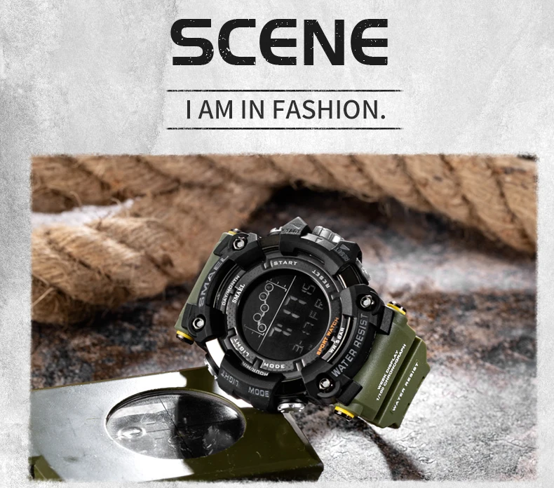 SMAEL Mens Watch Military Waterproof Sport WristWatch Digital Stopwatches For Men 1802 Military Electronic Watches Male Clock lcd watch