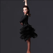 Стиль Костюмы для латинских танцев сексуальный прозрачный шелк с длинными рукавами латинские танцевальные платья для женщин латинские танцевальные платья M L XL