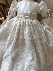 Винтажное мягкое платье-крещение малыша для крещения, кружевное платье для малышей 0-24 м + шапки