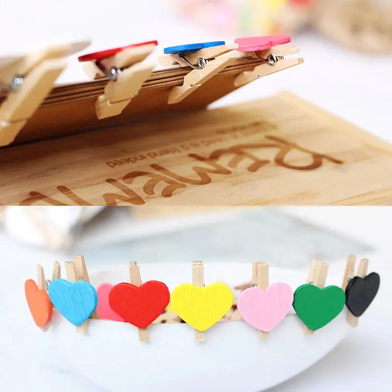 50 шт./компл. детские деревянные Сердца Клип для DIY фото Детские альбомы Красочные DIY игрушки аксессуары домашний декор "сделай сам" деревянный зажим для детей