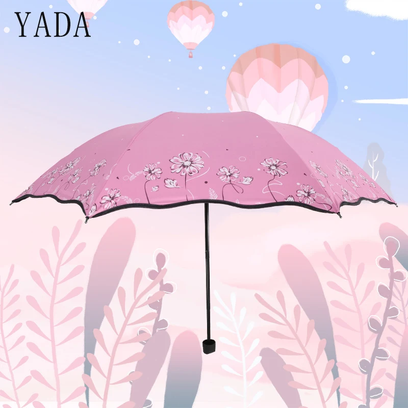 

YADA Rhododendron Flower Umbrella Creative Design Fold Rainy Umbrellas UV Rainproof Sun Protection Parasol Lace Umbrella YD140