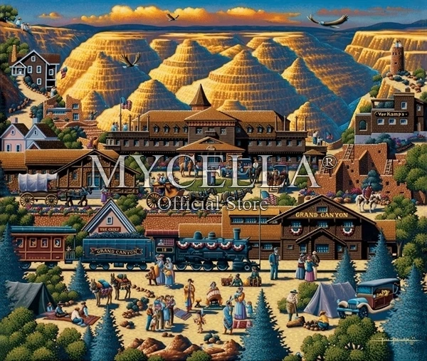 Cartoon 5d Diy Diamond Painting Grand Canyon Americana Folk Art Cross Stitch Embroidery Full Mosaic Decor Wall Stickers | Дом и сад