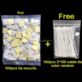 

100PCS Self Adhesive Backed Cable Tie Mounts Wire Zip Tie Base Holders White 20 mmx 20 mm