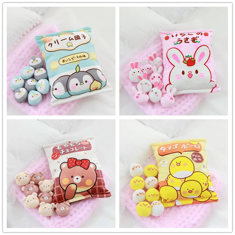 

A Big Bag Of Cute Chick Pudding Plush Toy Rabbit Bear Rabbit Pillow Doll Innovative Snacks Dolls Children Girl Gift