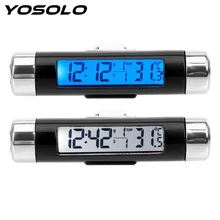 3 в 1 Автомобильный термометр, часы с календарем, ЖК-экран, Автомобильные украшения, цифровой синий задний светильник, автомобильные аксессуары