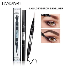 1 шт. зубная щетка с двумя головками и жидкая подводка для глаз карандаш 4 заостренными носками эскиз бровей 2-в-1 Водонепроницаемый глаза делают комплект с подводка для глаз бровей