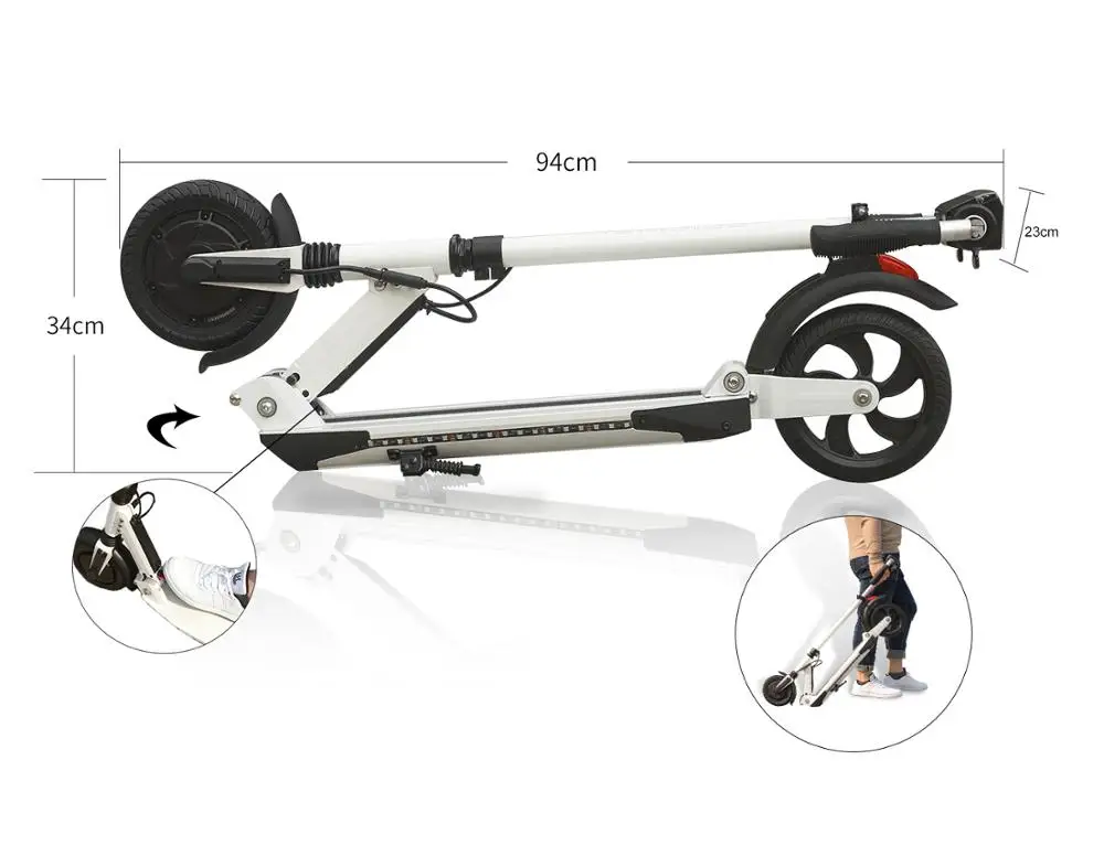 Clearance SUPERTEFF EW4 Pro folding kugoo App electric scooter  8 inch tires  LED light e scooter with Bluetooth music 36V 350W 5