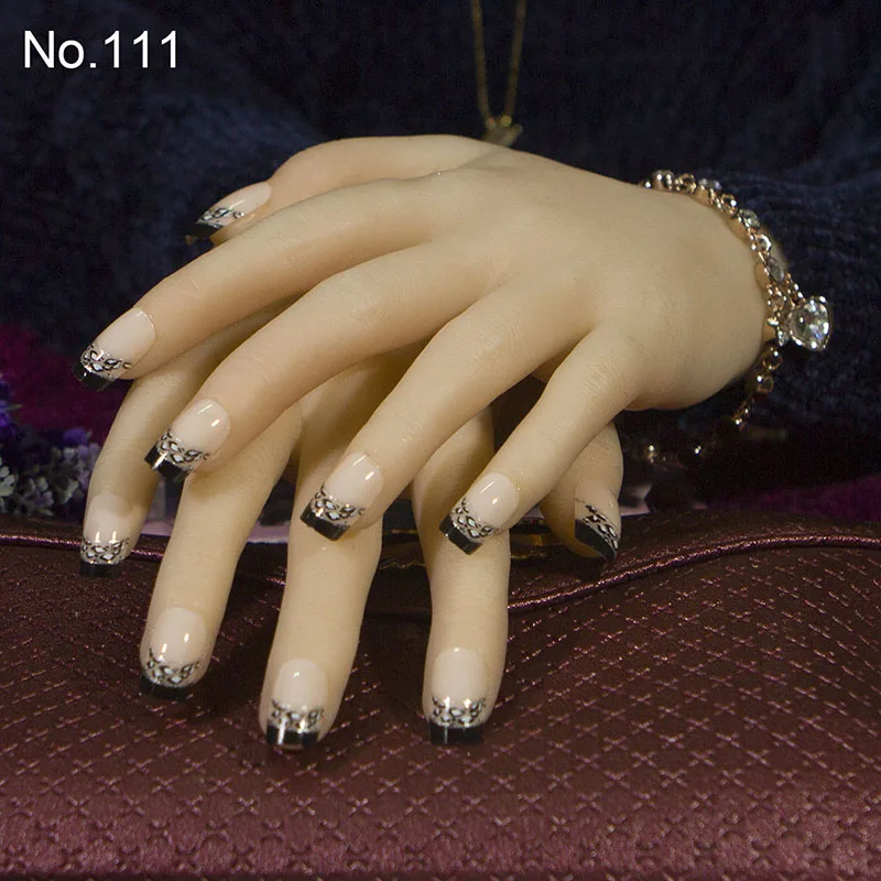 JQ 24 шт./компл. французский накладные ногти 61 Стиль, полного покрытия, накладные ногти с клейкая лента 10 размеров квадратный леди для Неил арта украшения для кончиков ногтей