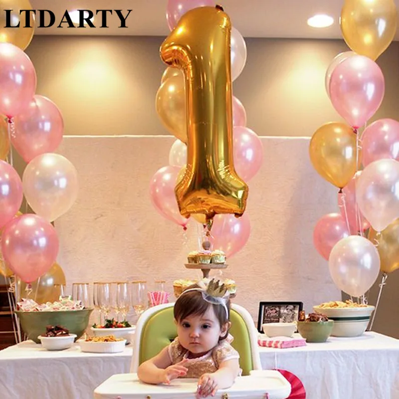

13pcs/lot 40inch Slim number 1 year old Birthday Party Decoration supplies 3.2g Latex balloon Aluminium Foil balloon baby shower
