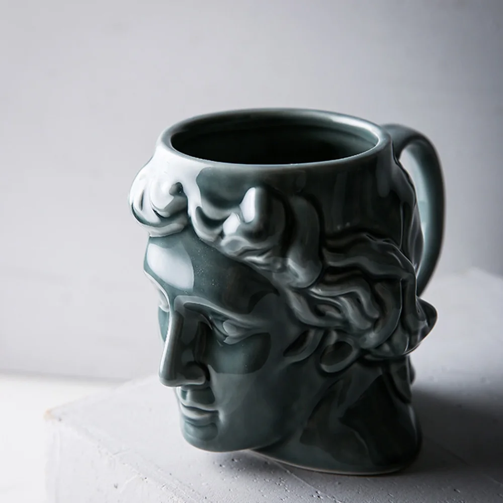 1 Pcs 3D Style Sculpture Ceramic Mug Coffee Tea Milk Drinking Cups Coffee Mug for Office Novelty Gift David Mug