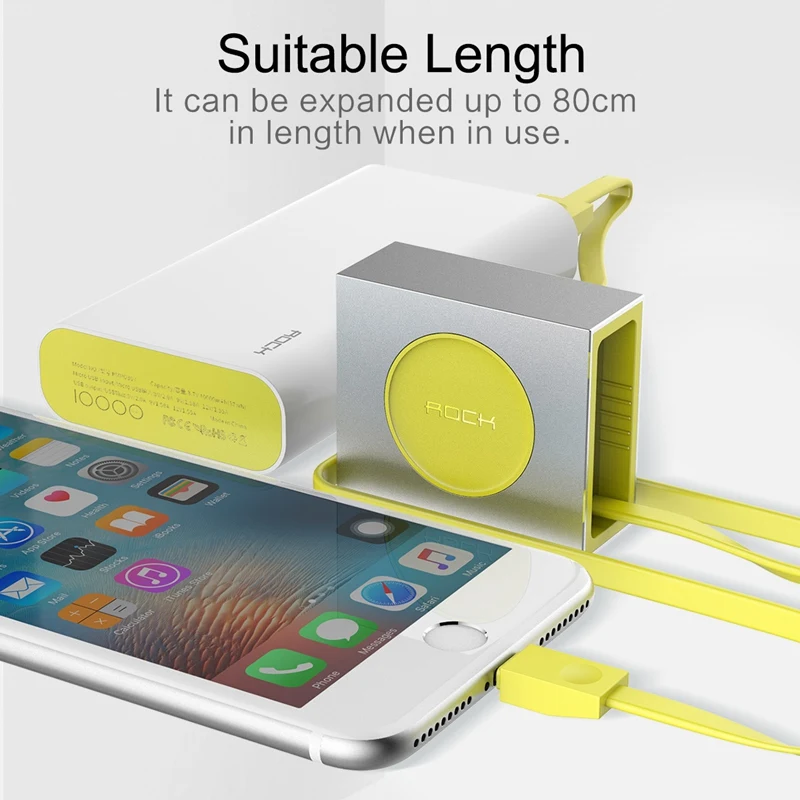  ROCK Versenkbare USB Kabel für iPhone X XR XS 8 7 6 Dehnbar Schnelle Ladekabel für iPhone ladegerät