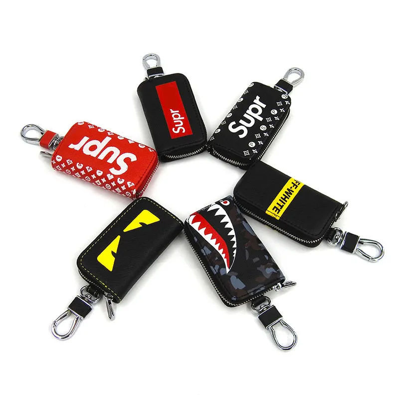 

Fashion personality trend tide brand car key car key chain for creative key bag leather multi-function neutral key bag A168