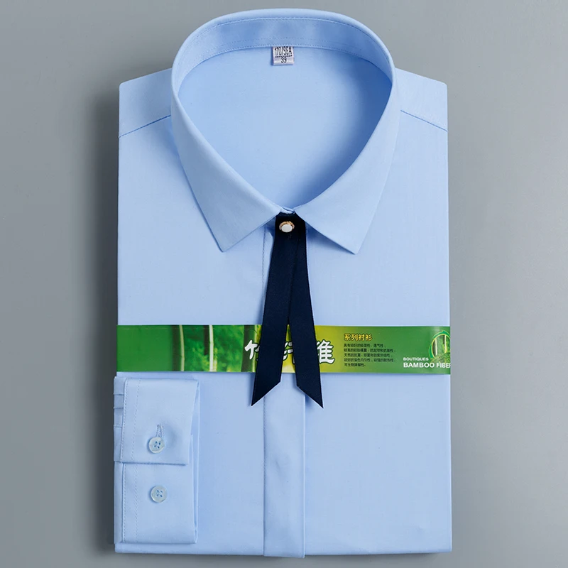 

Women Hidden Button Placket Basic Dress Shirts Soft Bamboo Fiber Standard-fit Formal Blouses Tops Office Social Solid Work Shirt