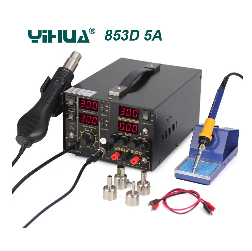 Паяльная станция YIHUA 853D паяльная с термофеном 1 а постоянного тока