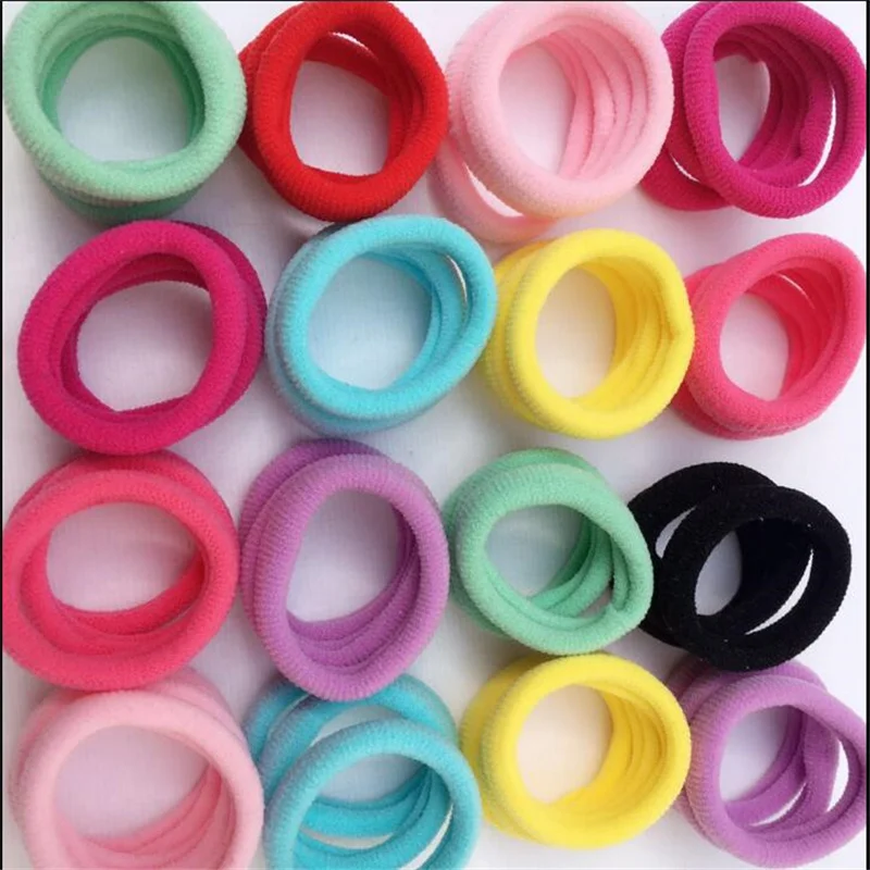 100Pcs/lot Mini Headband Candy Rope Hairbands Elastic Hair Bands Mini Ring Rope Solid Candy