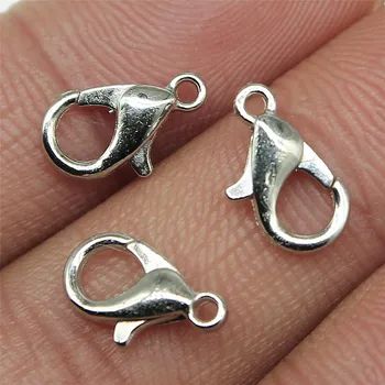 

50pcs 8 Colors 12mm 10mm Metal Alloy Lobster Clasp Hooks For Necklace & Bracelet Chain DIY Fashion Jewelry Findings