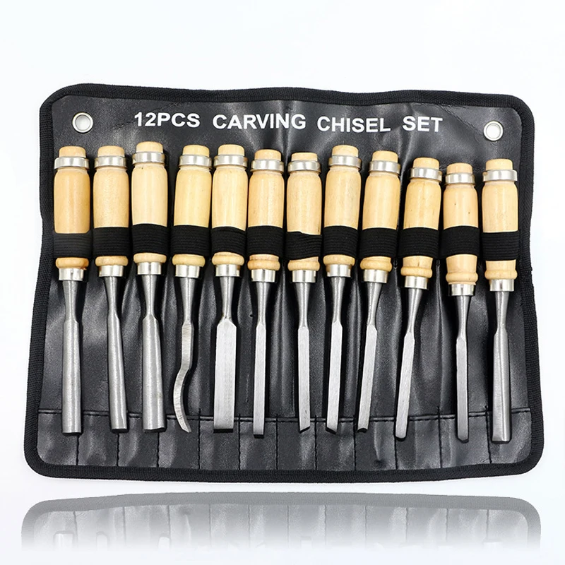 

Mayitr 12Pcs Manual Wood Carving Hand Chisel Tool Set Professional Carpenters Woodworking Carving Chisel Hand Tools