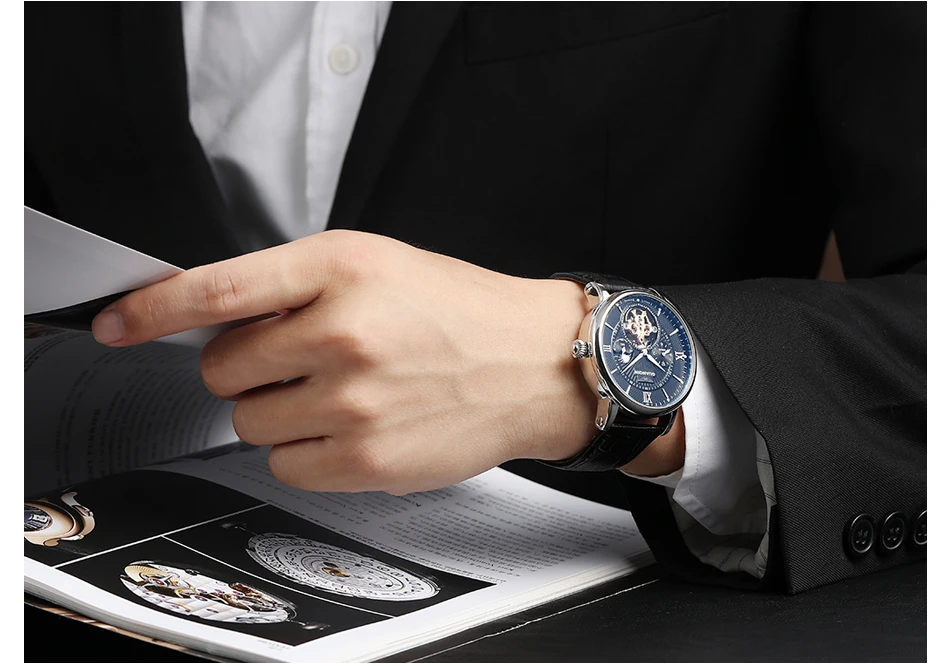 superior tourbillon relógio mecânico automático masculino casual