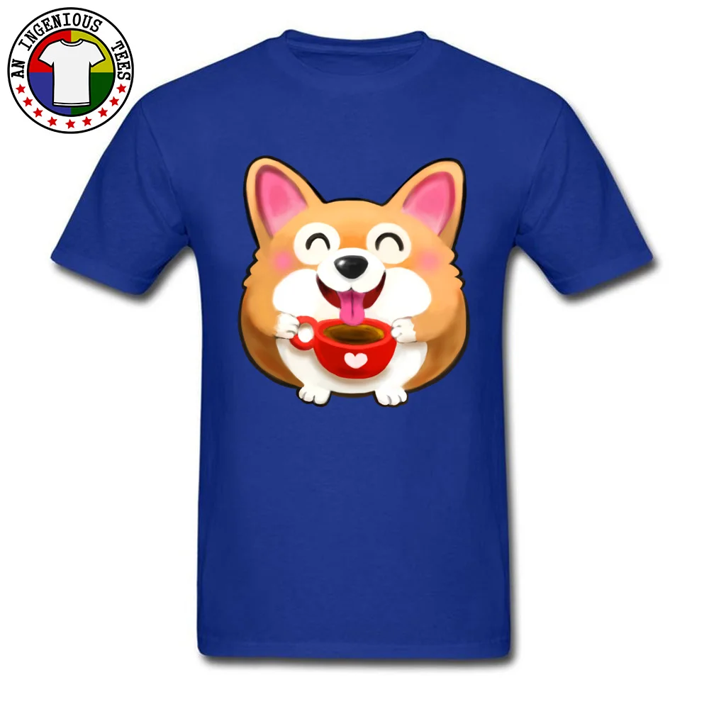Tees Corgi Love NEW YEAR DAY Coupons Summer Short Sleeve 100% Cotton Round Collar Men T Shirt Summer Tee-Shirts Corgi Love blue