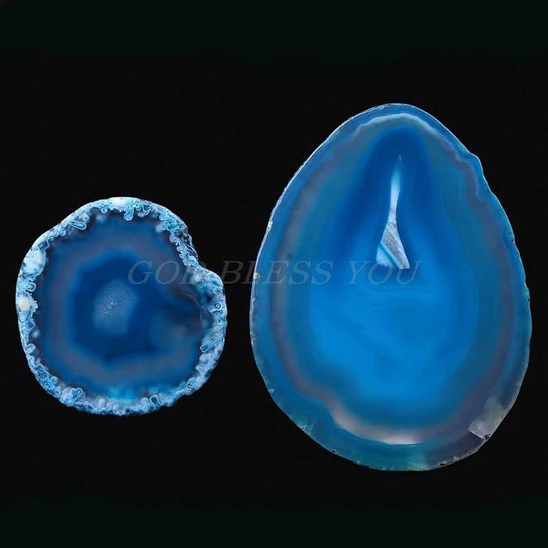 Натуральный агат жеод полированный неправильный Кристалл срез камня DIY кулон минеральное украшение дома - Цвет: Небесно-голубой