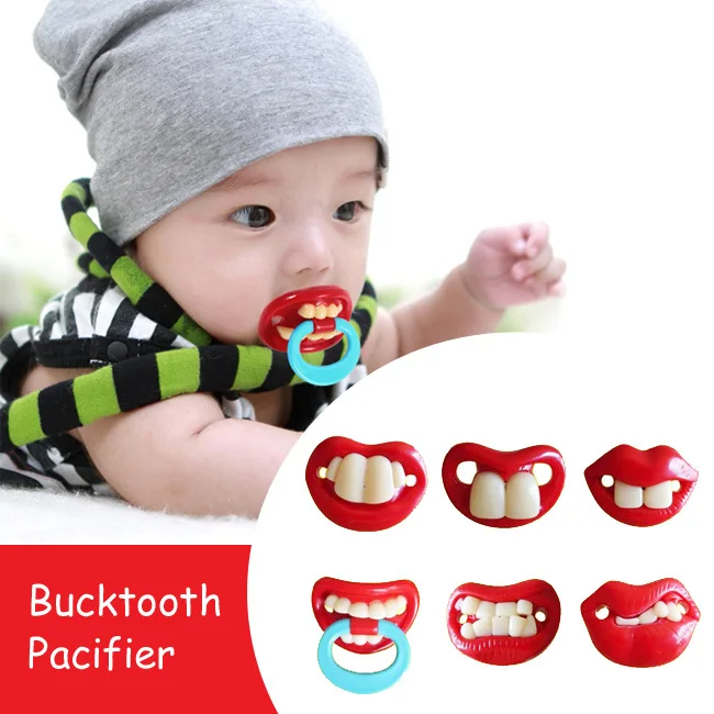 1pc new funny baby pacifier big mouth red lips and big Buck teeth