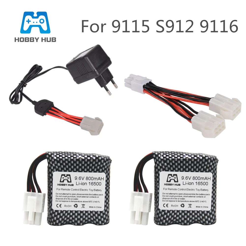 Hobby Hub 9,6 V 800mAh аккумулятор для 9115 S912 9116 Высокоскоростной RC автомобильный аккумулятор литий-ионный аккумулятор с 9,6 v зарядным устройством