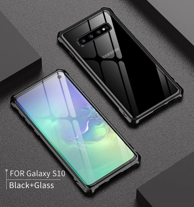 Для samsung Galaxy S10 Plus бампер S10E телефонные чехлы алюминиевая металлическая рамка бампер с прозрачным закаленным стеклом задняя крышка для S10 E