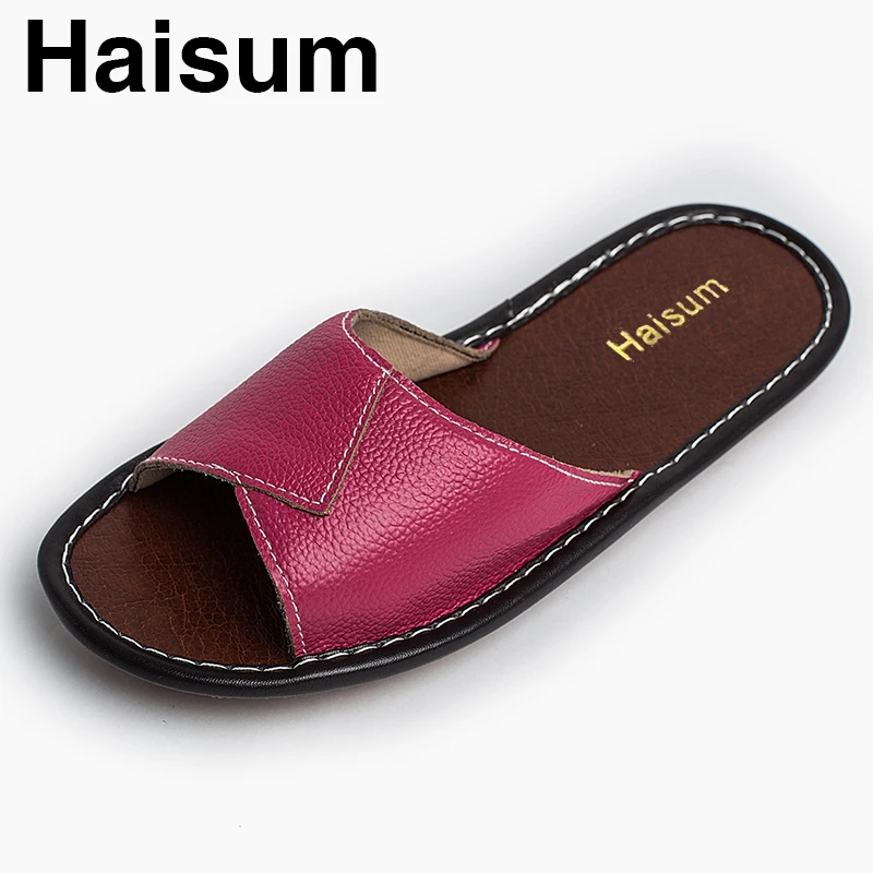 

Ladies Slippers Spring And Summer genuine Leather Home Indoor Slip Non-slip Slippers 2018 New Hot Haisum Kh001